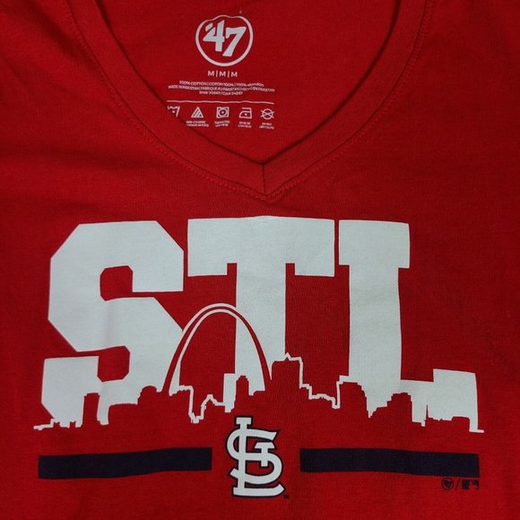 47 Brand St. Louis Cardinals Womens Red Short Sleeve MLB Baseball Shirt Size Med - Picture 5 of 8